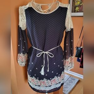 Blue and white mini dress